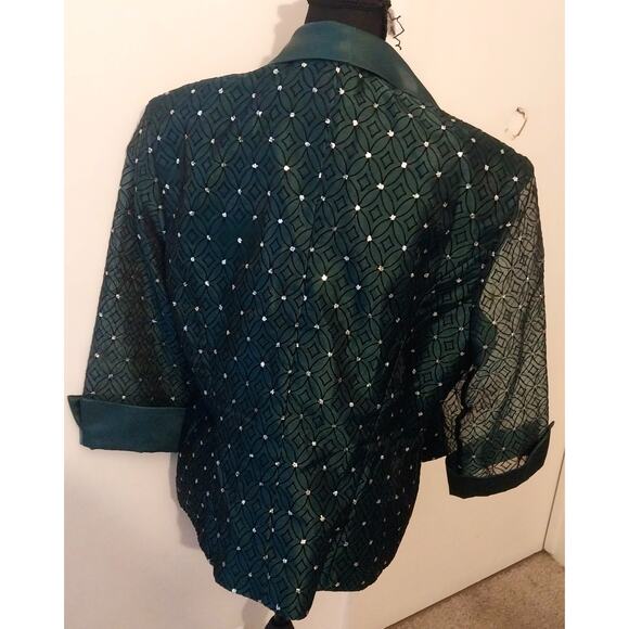 Kathy Roberts Emerald Embellished Evening Jacket Blazer Size 18 Glam Formal - Picture 3 of 11